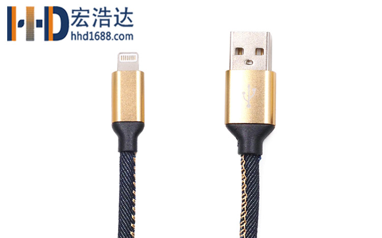 宏浩達(dá)廠家直銷蘋果8手機(jī)數(shù)據(jù)線lightning牛仔布充電數(shù)據(jù)線廠家定制