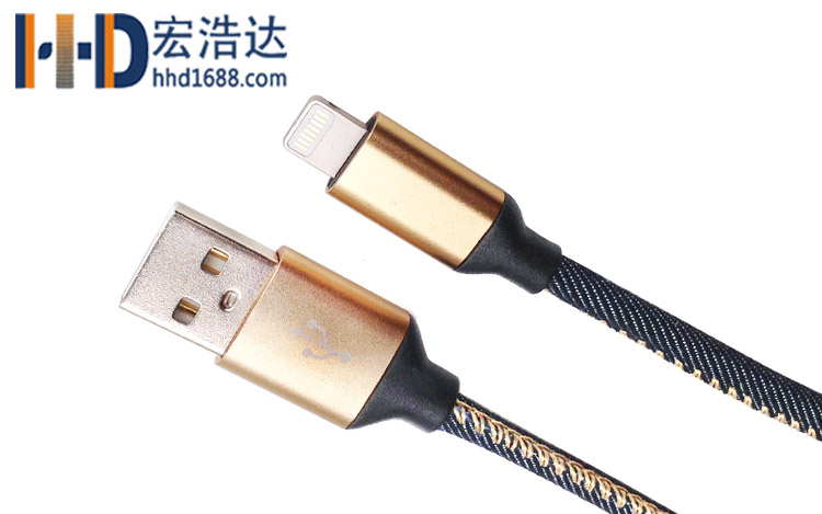 宏浩達(dá)廠家直銷蘋果8手機(jī)數(shù)據(jù)線lightning牛仔布充電數(shù)據(jù)線廠家定制