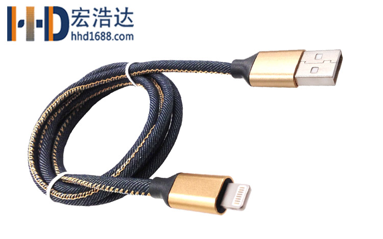 宏浩達(dá)廠家直銷蘋果8手機(jī)數(shù)據(jù)線lightning牛仔布充電數(shù)據(jù)線廠家定制