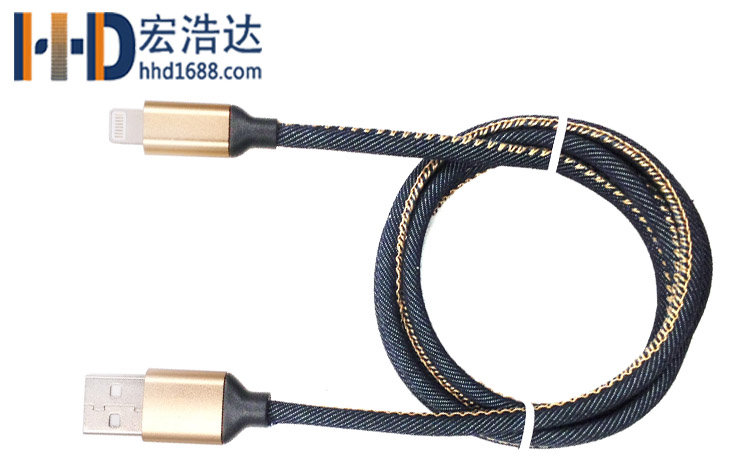 宏浩達(dá)廠家直銷蘋果8手機(jī)數(shù)據(jù)線lightning牛仔布充電數(shù)據(jù)線廠家定制