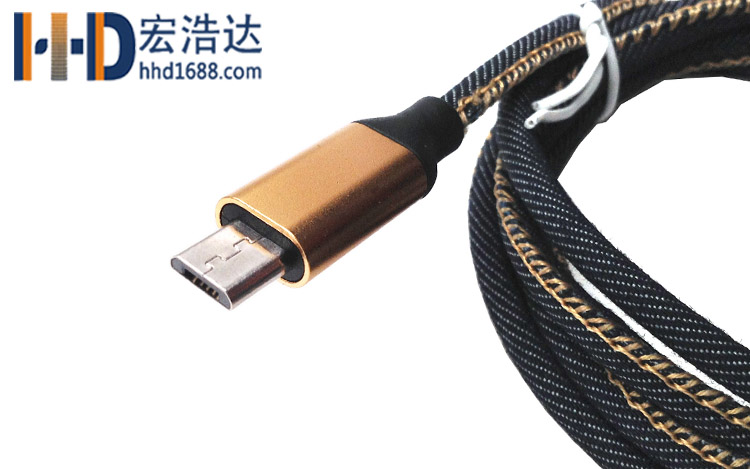 宏浩達(dá)廠家直銷安卓數(shù)據(jù)線micro USB牛仔布充電數(shù)據(jù)線廠家專業(yè)定制
