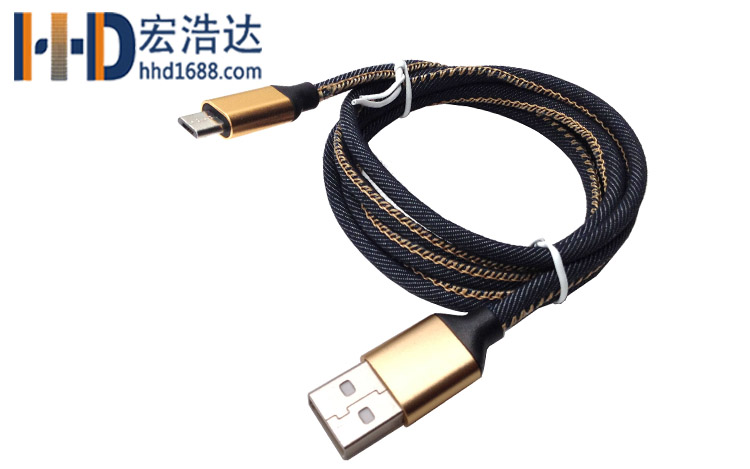 宏浩達(dá)廠家直銷安卓數(shù)據(jù)線micro USB牛仔布充電數(shù)據(jù)線廠家專業(yè)定制