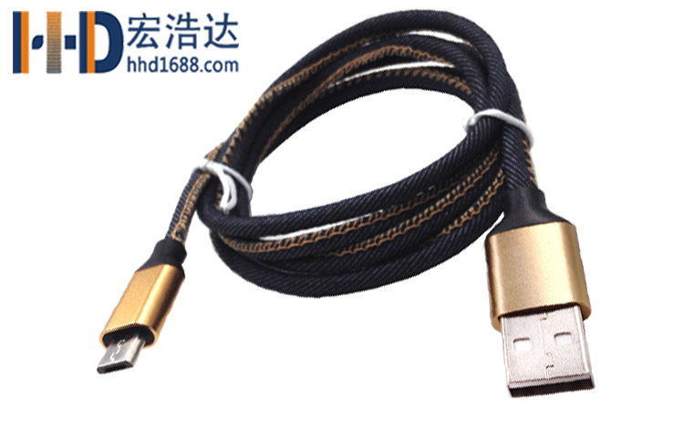 宏浩達(dá)廠家直銷安卓數(shù)據(jù)線micro USB牛仔布充電數(shù)據(jù)線廠家專業(yè)定制