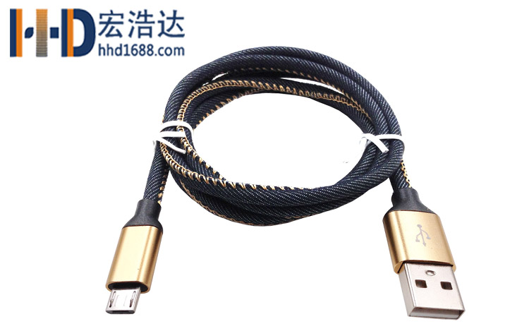 宏浩達(dá)廠家直銷安卓數(shù)據(jù)線micro USB牛仔布充電數(shù)據(jù)線廠家專業(yè)定制