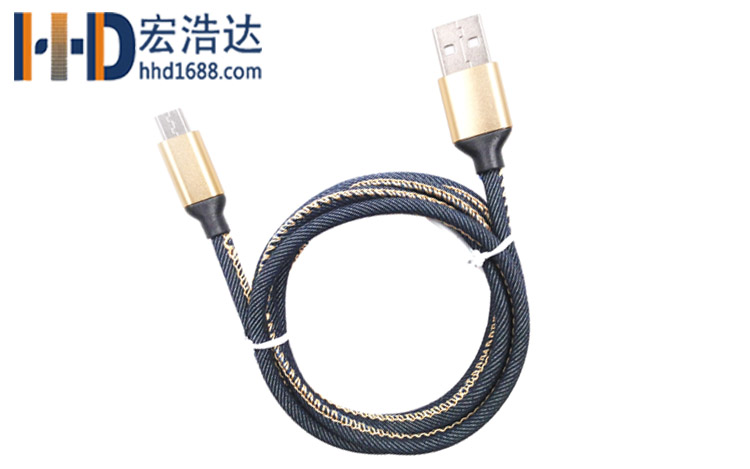 宏浩達(dá)廠家直銷安卓數(shù)據(jù)線micro USB牛仔布充電數(shù)據(jù)線廠家專業(yè)定制